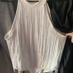 White fringe body suit
